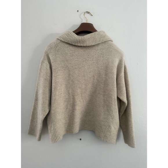 Zara Beige Size S Quarter Zip Cream Cable Knit High Neck Women’s Sweater - Picture 5 of 8